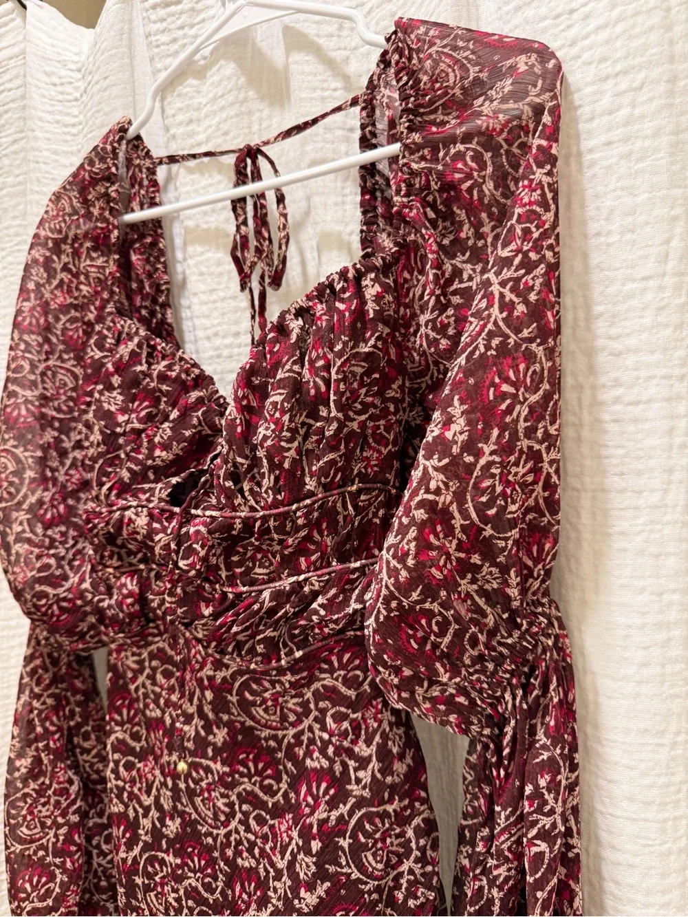 NWT Free People Aglow Midi Dress Chocolate Burgundy Boho Floral Size XS